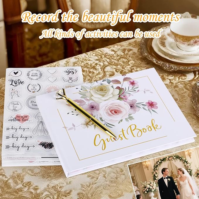 Wedding Guest Book, 9x7''120 Page/60 Sheets Hardcover Personalized Wedding - Image 7