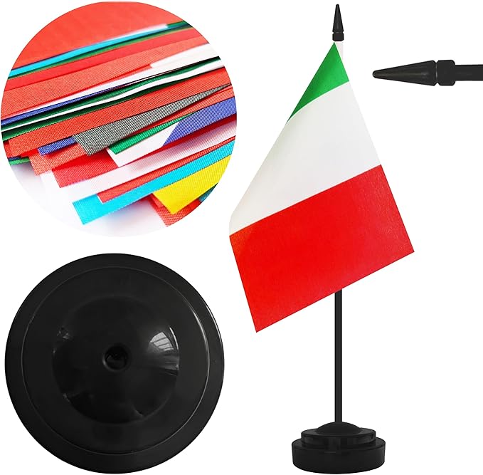 12 Pack Italy Desk Flags, Italian Desktop Flag, Small Miniature Office Flags - Image 5