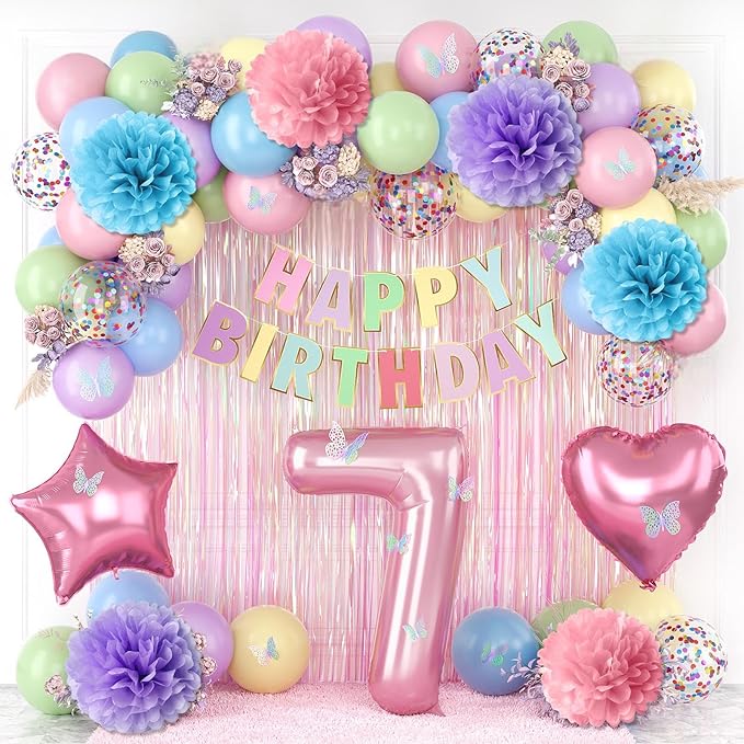 Pastel 7th Birthday Party Decorations by KAINSY