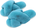 Evshine Women's Fuzzy Slippers Cross Band Memory Foam House Slippers Open Toe by Evshine