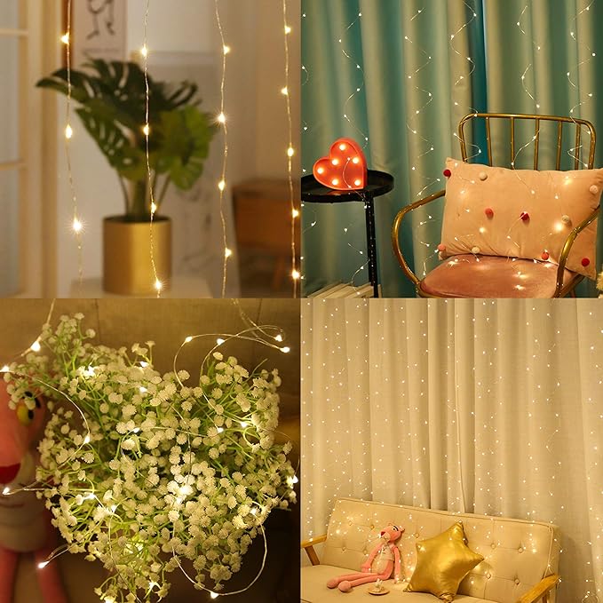 HOME LIGHTING Window Curtain String Lights, 300 LED 8 Lighting Modes Fairy - Image 5