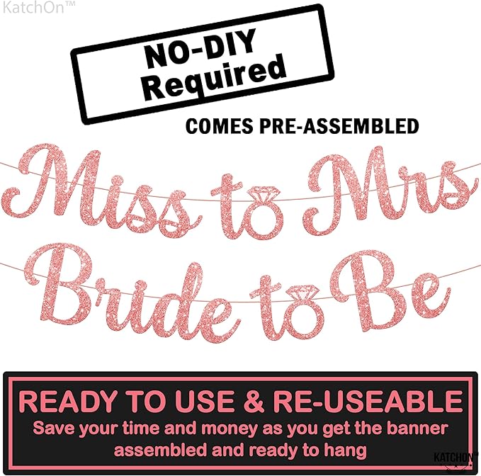 KatchOn, Rose Gold Miss to Mrs Bride to Be Banner - Image 4