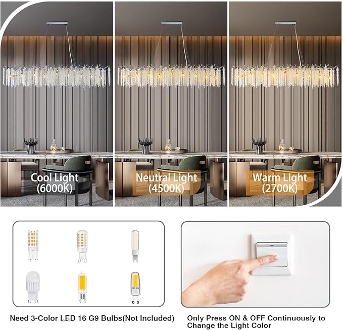 YUYI Modern Crystal Chandelier, Large Rectangular, Luxury High Ceiling Light - Image 6