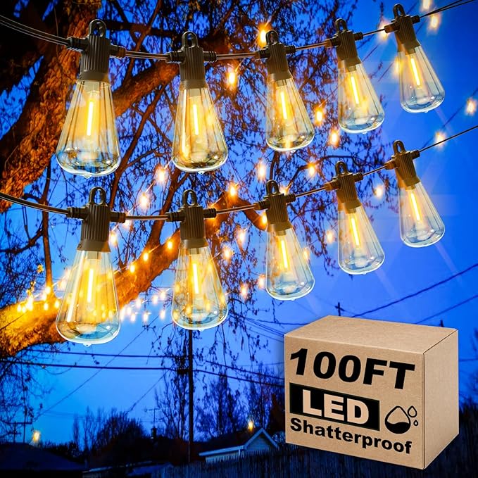 100FT Outdoor String Lights, LED Patio Lights by Zuske