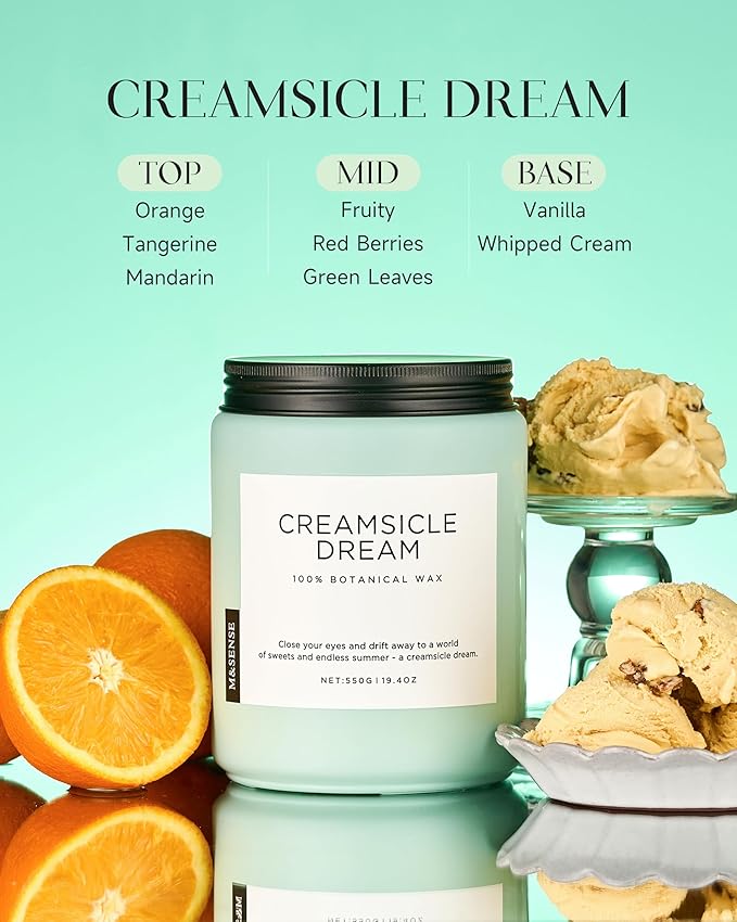 M&SENSE Orange Creamsicle Scented Candle, 19.4oz 110 Hours Slow Burning Non - Image 2