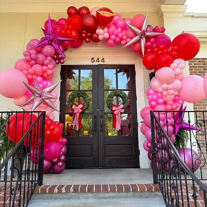 Hot Pink Red Star Balloons - Image 5
