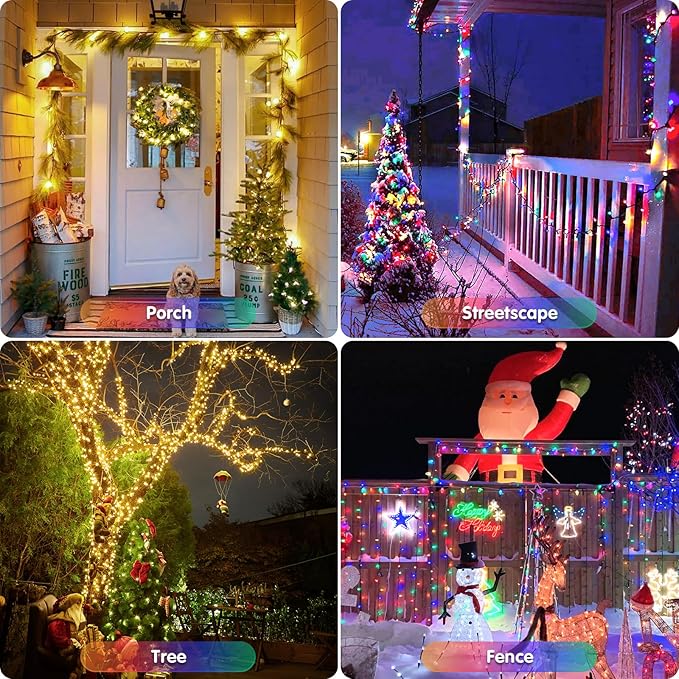 JMEXSUSS 2 Pack Warm White & Multicolor Solar Christmas Lights Outdoor - Image 7
