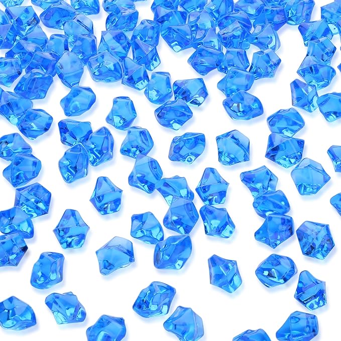 YATOJUZI 500pcs Fake Ice Cubes Blue Acrylic Crushed Rocks Vase Fillers Plastic by YATOJUZI