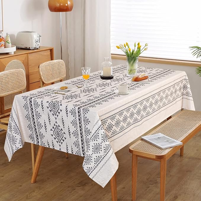 MYSKY HOME 60x84 Boho Rectangle Tablecloth Linen Farmhouse Tablecloth - Image 6