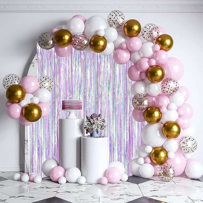 Iridescent Party Backdrop 3Packs, Transparent Tinsel Foil Fringe Curtain - Image 7