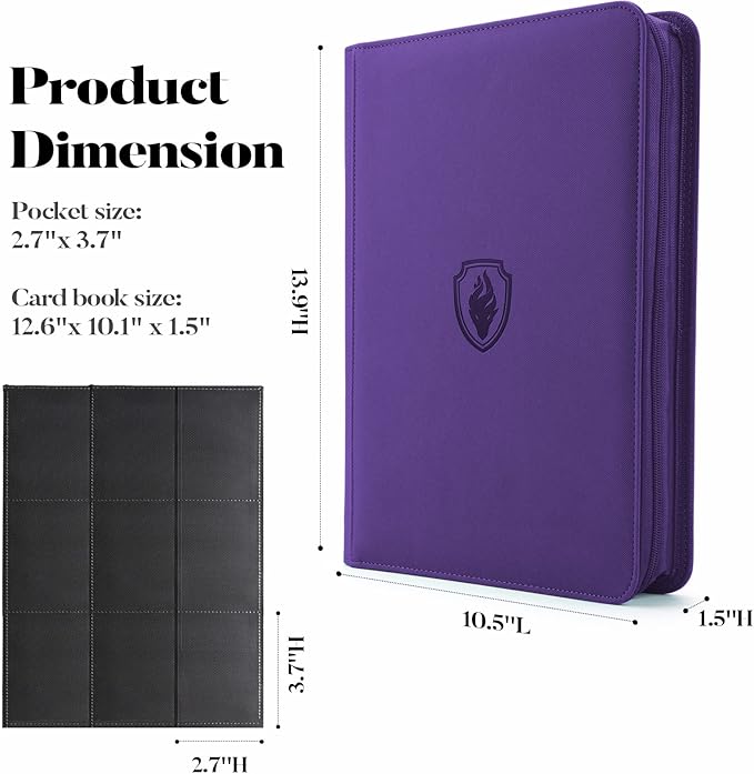 Premium Zip Card Binder, Fabmaker 9 Pocket Trading Card Binder, PU Cover Zipper - Image 6