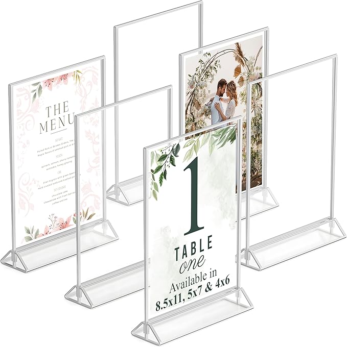 Silver Picture Frames Double-Sided, Menu Holders, Photo Displays by DasherProducts