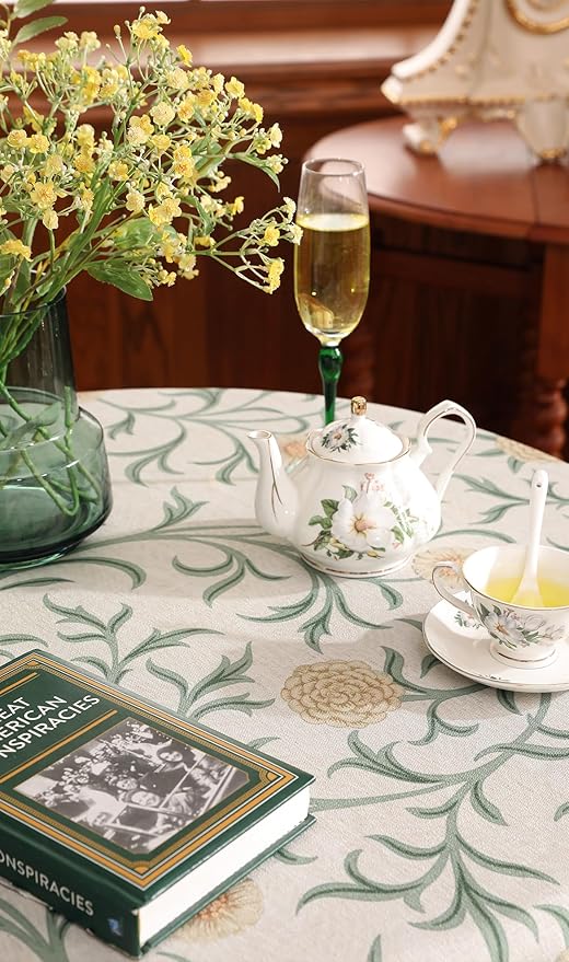 patdrea Designer Vintage Linen Round Tablecloth, French Table Cloth - Image 7