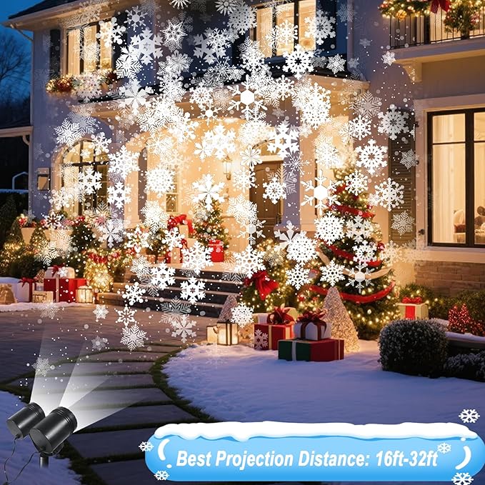 Snowflake Projector Christmas Lights Outdoor, Timer Double Head Projector - Image 9