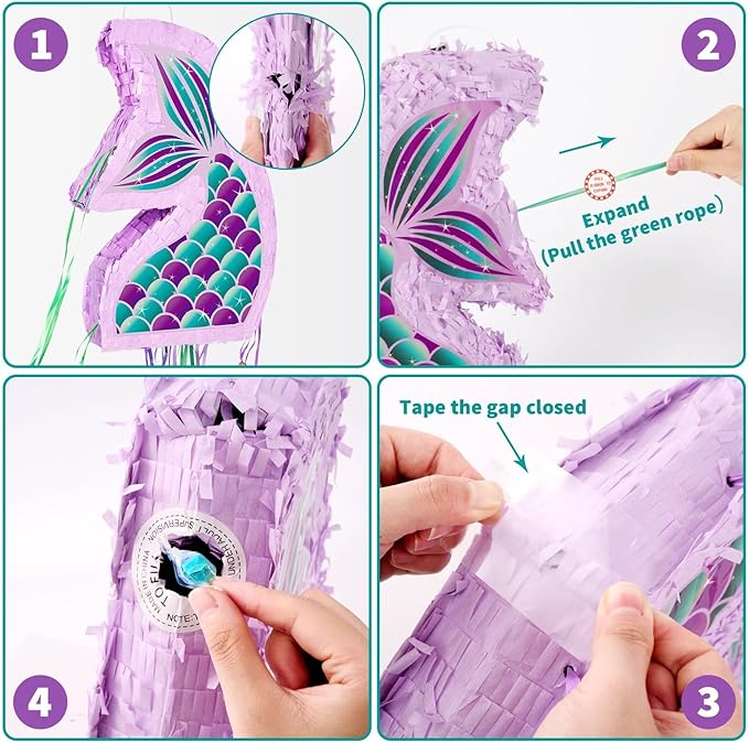 WERNNSAI Foldable Mermaid Piñata - Image 2
