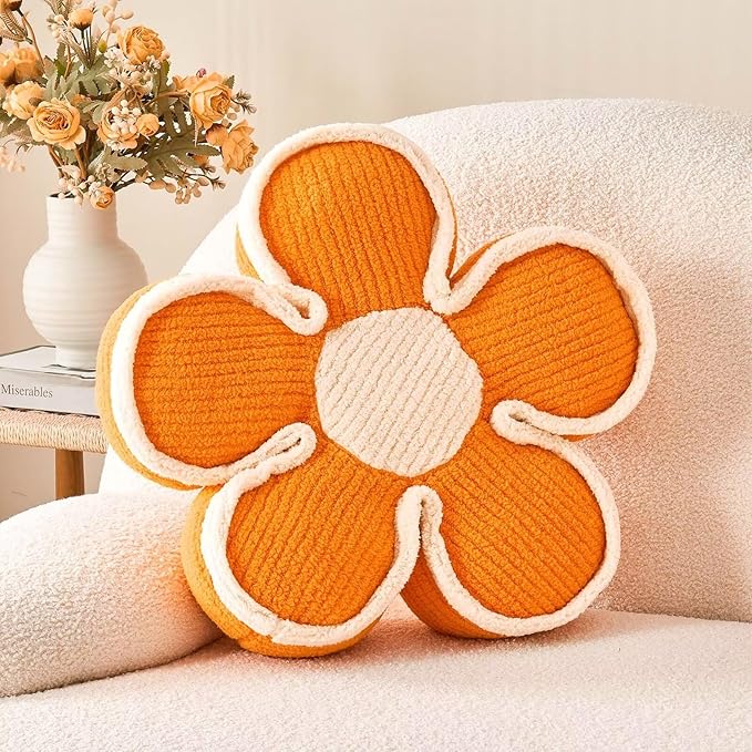 Flower Pillow, Soft Shaped Floor Cushion, Decorative Throw Pillow, Cute Seating by Kcvvcr