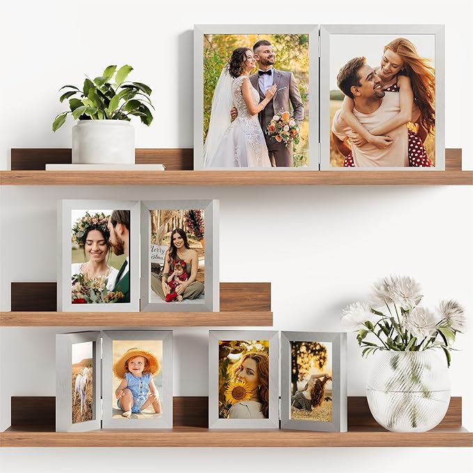 decorUhome Double 8x10 Picture Frame Vertical, Engineered Wood Bifold Photo - Image 5