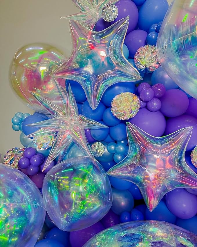 3pcs 26inch 3D iridescent Laser transparency Explosion Star foil balloon - Image 8