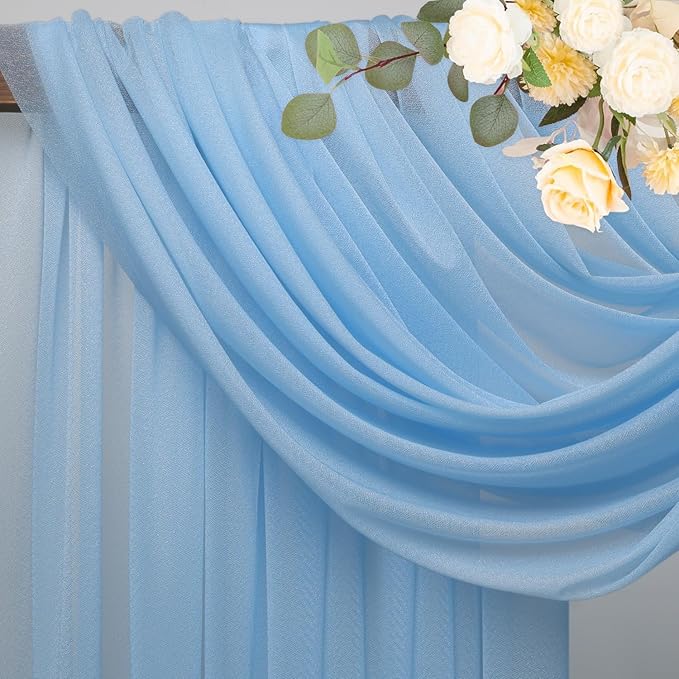 Wokceer Wedding Arch Draping Fabric 28.7" x 20FT Dusty Blue Drapes Sheer Fabric - Image 4
