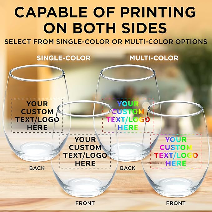 Custom Stemless Wine Glass 9 oz. Set of 100, Personalized Bulk Pack - Image 6