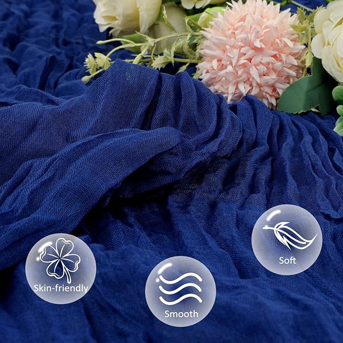 12 Pack Royal Blue Cheesecloth Table Runner 10ft Boho Gauze Fabric Cheese Cloth - Image 4