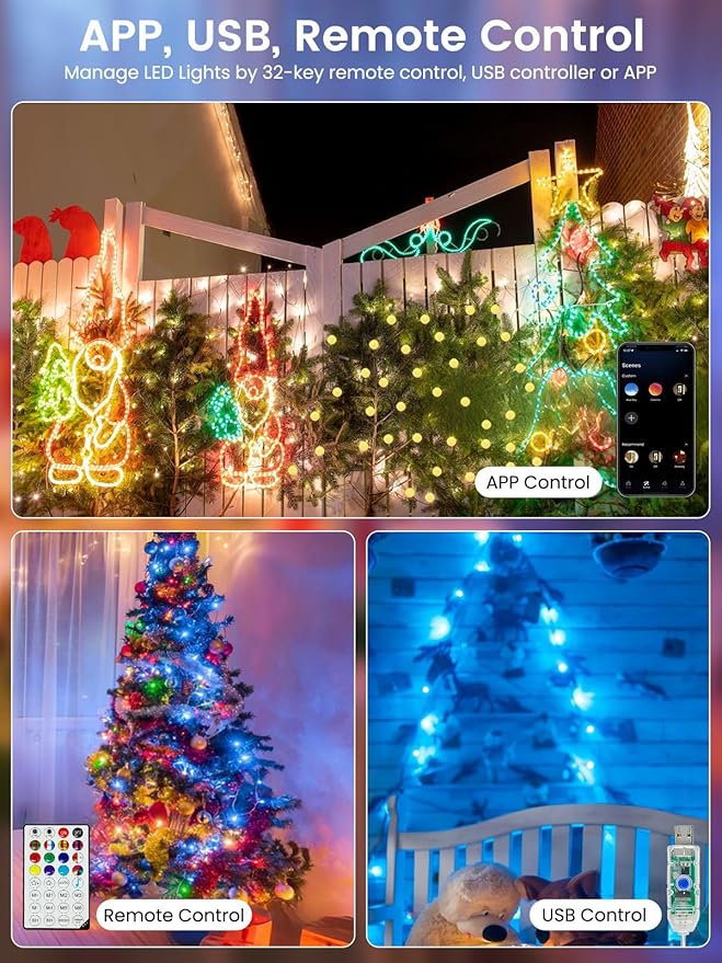 Smart Color Changing Halloween Lights, 33FT 66LED App Control RGB Globe String - Image 7