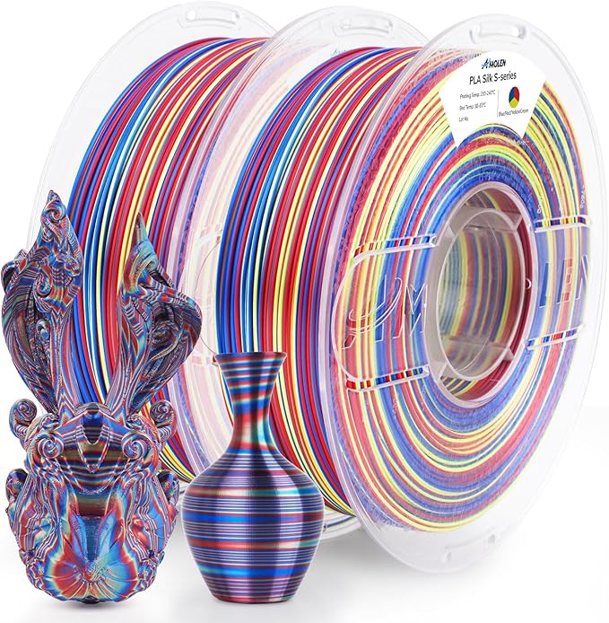 AMOLEN Silk PLA 3D Printer Filament Bundle, PLA Filament 1.75mm Shiny by AMOLEN