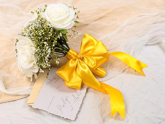 Yellow Satin Ribbon 1-1/2 inch X Continuous 100 Yards, Single Face Polyester - Image 6