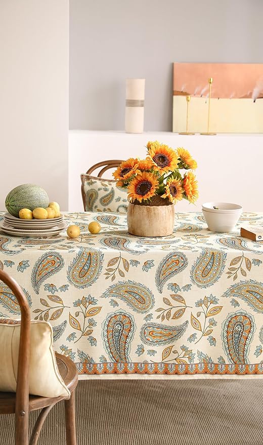 patdrea Designer Vintage French Rectangle Table Cloth, Italian Floral Wrinkle - Image 6