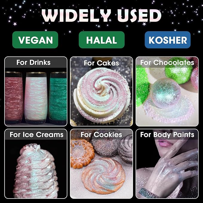 NiHome Edible Food-Grade Glimmer Powder Glitter Luster Dust Metallic Food - Image 2