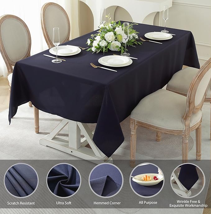 Craft And Party Rectangle Tablecloth, 70 x 120 Inch Navy Blue Tablecloth - Image 2