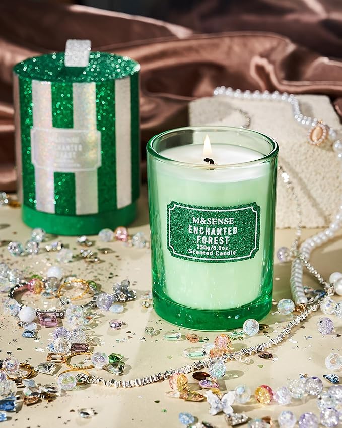 M&SENSE Cederwood Scented Candles, Classic Size 8.8 oz Glitter Jar Candle - Image 4