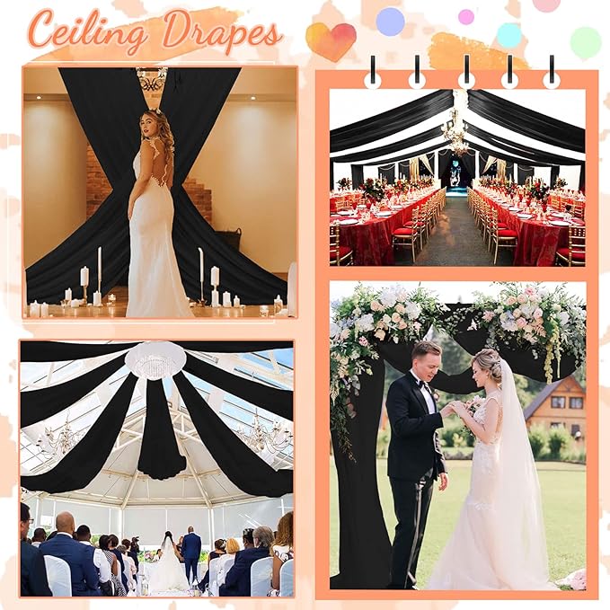 FUHSY Wedding Ceiling Drapes Black Ceiling Drapes - Image 6