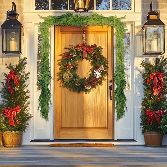 3 Pcs Artificial Norfolk Pine Garlands Christmas, 6 FT Dense Real Touch Winter - Image 5