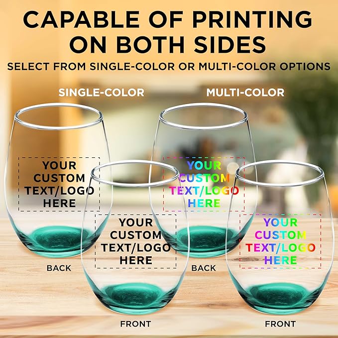 Custom Stemless Wine Glass 9 oz. Set of 100, Personalized Bulk Pack - Image 6