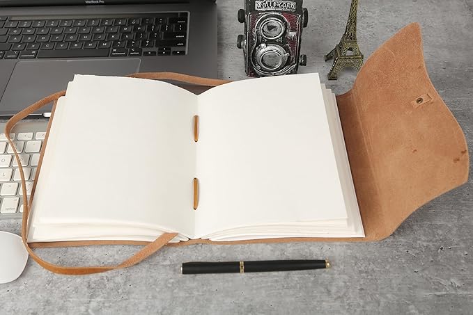 Handmade Leather Journal/Writing Notebook Diary/Bound Daily Notepad - Image 7