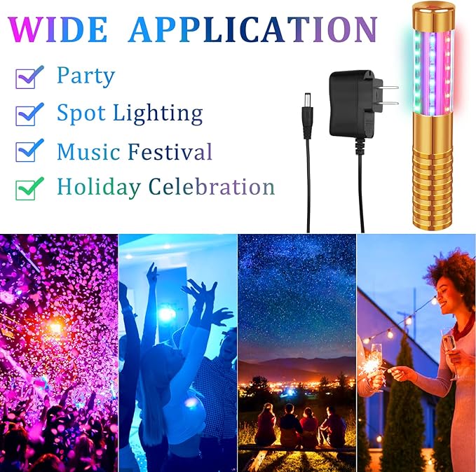 4 Pieces Strobe Baton Bottle Service Sparklers Metallic Bottle Service Lights - Image 3