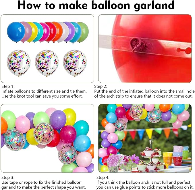 DIY Balloon Arch & Garland Kit, Colorful Confetti Balloons & Colorful Latex - Image 3