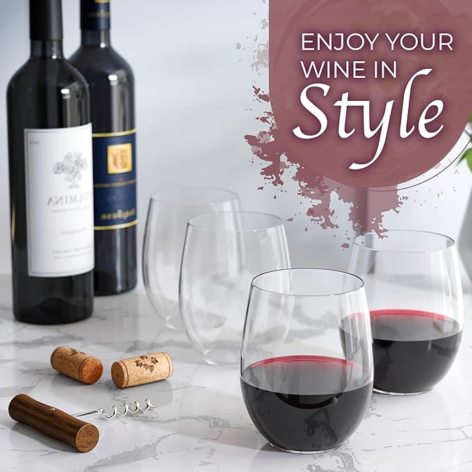 Exquisite 48 Pcs Unbreakable Stemless Plastic Wine Glasses Disposable Wine - Image 6