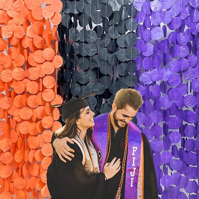 192 Ft Orange Purple Black Party Decorations Polka Dots Streamer Garland - Image 6