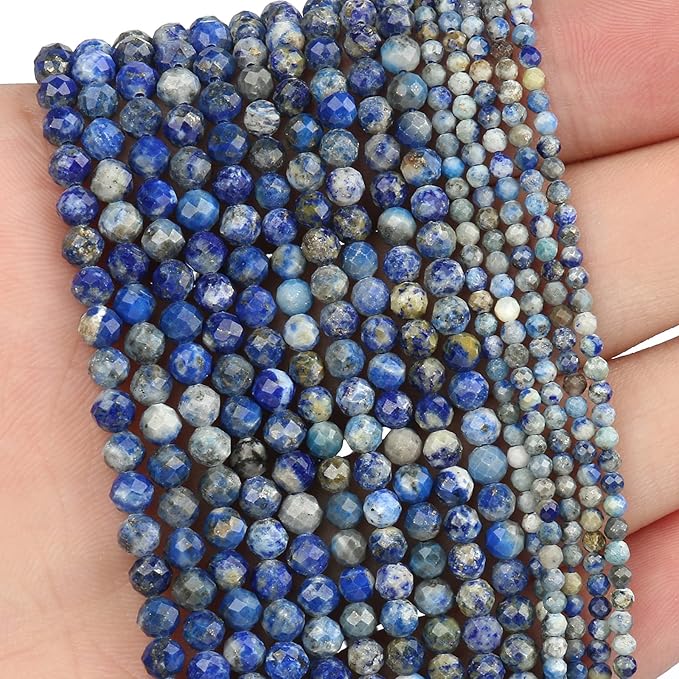 Song Xi 90pcs 4mm Natural Lapis Lazuli Gemstone Beads Faceted Round Loose Stone by SongXi