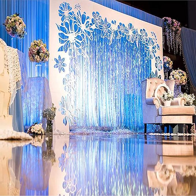 BRAVESHINE Blue Tinsel Foil Fringe Curtains - Image 7