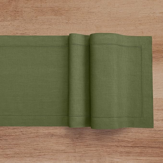 Solino Home Linen Olive Table Runner 90 Inches Long - Image 3
