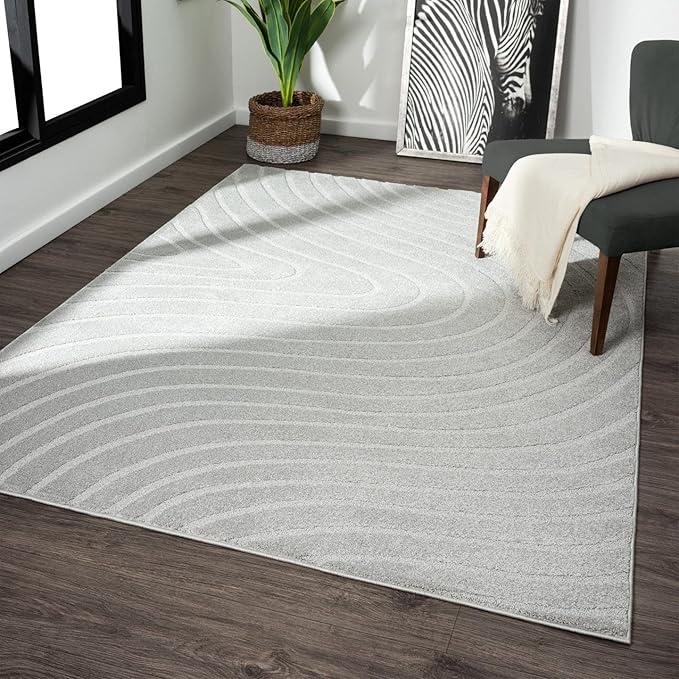 LUXE WEAVERS Modern Geometric Wave Gray 5x7 Area Rug by LuxeWeavers