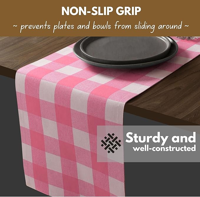 Native Fab Table Runner Buffalo Check Plaid 100% Cotton - Image 6