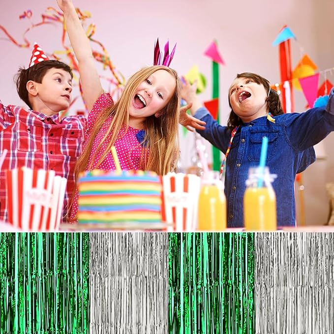4P Metallic Foil Fringe Tinsel Table Skirts - Image 5