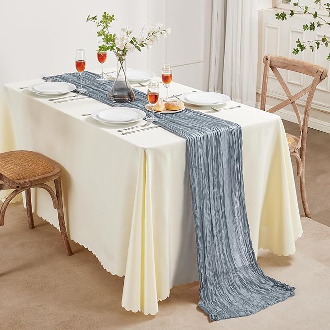 24 Pack Dusty Blue Cheesecloth Table Runner 10FT Long Boho Gauze Table Runner - Image 7