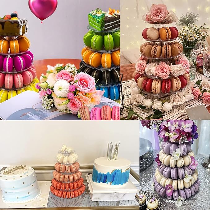 6 Tiers Round Macaron Tower Stand Plastic Cake Stand Macaron Display Rack - Image 8