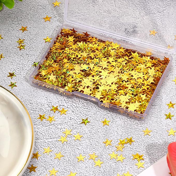MARFOREVER Gold Star Confetti, Glitter Star Confetti Birthday Scatter Table - Image 4