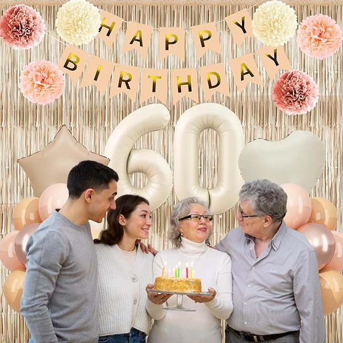 Beige 60th Birthday Decorations - Image 5